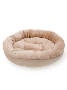 1个毛绒保暖加厚圆形宠物窝适合秋冬季宠物床宠物垫适合中小型犬猫猫窝狗屋