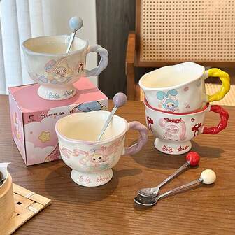  360ml Cartoon Licensed Mug, Ceramic Cup Suitable As Gift For Girls, Birthday Present And Home/Dorm Use