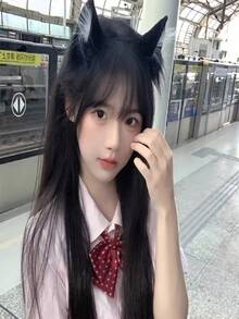 Handmade Cat Fox Faux Fur Ear Headband - Cute Halloween Costume Accessory, Fluffy Animal Ear Hair Hoop, Halloween Cosplay Headpiece, Halloween Outfit, Gag Design, Soft Texture - Multicolor - View 4