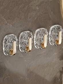 4个装豪华光波纹六角形无痕粘钩，浴室门钩，免钻孔墙装式粘钩 - 彩色 - 查看 6