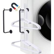 Soporte magntico para colgar en la lavandera, organizador de almacenamiento de ropa que ahorra espacio, colgador minimalista para lavadora o secadora, color negro, paquete de 2 - 2 - Ver 2