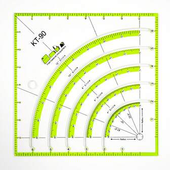 8 Inch Acrylic Quilting Ruler - Versatile Curved And Scalloped Circle Cutting Ruler, Two-Color Lines, Foldable Design And Alignment Guide, Suitable For Precise Patchwork, Quilting And Fabric Crafts, Sewing Accessories, Floral Pattern Design, High-Quality Plastic Material, Sturdy And Durable, DIY Sewing Tools