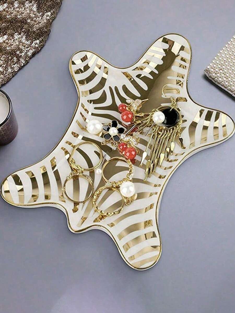 Handpainted Tiger Print Ceramic Jewelry Dish, Small Jewelry Stand Tray For Rings, Bracelets, Earrings, Back To School Season - Multicolor - View 1