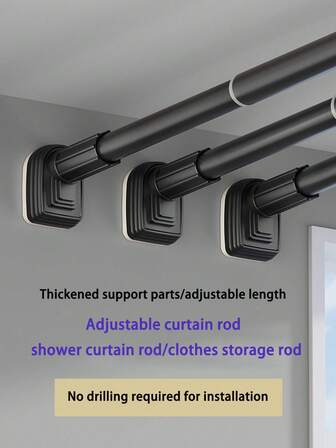 1 st ny infällbar torkstång för balkongbruk, rostfritt stål, flerdelad, anslutningsbar för badrumsgardiner och garderober, svart