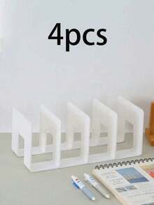 1/2/4件套书架，书架，桌面收纳架，四格收纳盒，加厚隔板书架，文具收纳架，厨房置物架，标签贴纸，适用于学生、办公室、书桌、厨房、浴室、化妆品收纳等。 - 彩色 - 查看 18