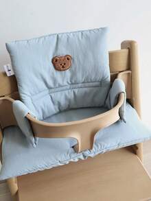 Almofada para cadeira alta de bebê com estampa de ursinho fofo (1 unidade), macia e agradável à pele, antiderrapante, removível e lavável, compatível com diversos modelos de cadeiras altas.