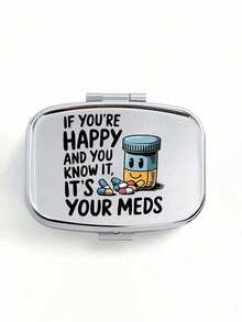Cute Pill Bottle Letter Series Pattern Dual-Compartment Portable Pill Box, Adorable Mini Metal Storage Box, Back To School Portable Pill Box, Personalized Creative Cartoon Logo Gift - Multicolor - View 14