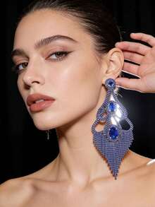 Rhinestone Tassel Earrings Free Shipping Stud Wholesale Jewelry Darg Queen Accessories Crystal Earrings For Women 2026 - 藍色 - 查看 2