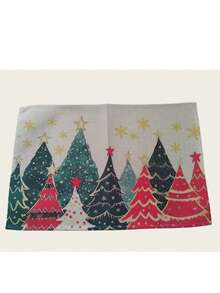 1pc Christmas Tree, Star, Snowflake Pattern Printed Placemat, Modern Polyester Fabric Kitchen Dining Table Decor, Suitable For Christmas Decoration In Dining Room And Kitchen - Multicolor - View 6
