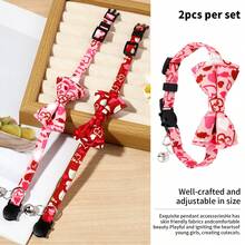 2 chiếc vòng cổ mèo ngày lễ tình nhân có thể tháo rời kèm nơ và chuông dễ thương cho mèo con hình trái tim an toàn có thể điều chỉnh dành cho phụ nữ làm quà tặng - Nhiều màu - Xem 4