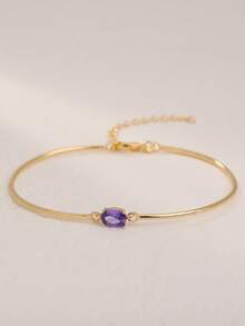 Nooxian 1 chiếc vòng tay Zirconia hình bầu dục màu vàng dành cho nữ - vàng vàng - Xem 4