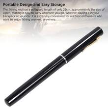 Canna da pesca tascabile portatile a forma di penna - Canna da pesca compatta con mulinello per uso esterno - nero - Visualizzare 10