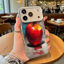 Funda de Teléfono Impresión de Arte de Manzana Roja para Modelos de  y , Regalo Ideal para Todas las Estaciones - Plateado - Ver 2