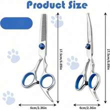 Professional 4-In-1 Cat & Dog Grooming Scissors Set, Round Tip, Sharp & Durable, Grooming Dog Scissors, Includes Straight Scissors, Curved Scissors, Thinning Scissors And Comb, High-End Pet Supplies, Halloween & Christmas Gift - Multicolor - View 3