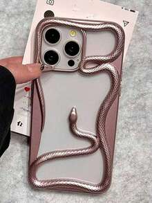 New Fashionable & Unique Hollow Electroplated Snake Design Phone Case, Compatible With Apple 11/12/13/14/15/16/17 Pro/Pro Max, Galaxy S22/23/24/25 Ultra, Shockproof Full Coverage