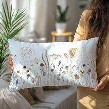1 件简约春季水彩花卉装饰抱枕套，单面柔软桃皮绒面料，30*50cm/40*60cm，适用于现代布艺沙发、室内装饰、派对装饰、礼品 - 彩色 - 查看 5