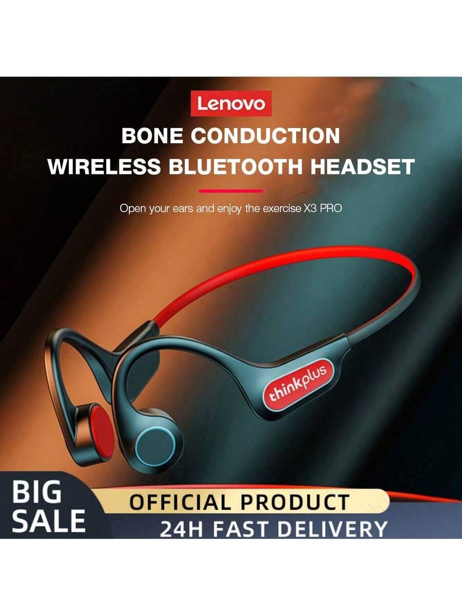 Lenovo Bone Conduction Earphones X3 Pro Bluetooth Hifi Ear-Hook Wireless Headset With Mic Waterproof Earbuds - Black - View 1