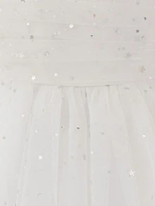 Váy dạ hội hở lưng đính ngọc trai giả, dây mảnh, lưới sequin cho bé gái tuổi teen, dự tiệc sinh nhật, dịp trang trọng, không bao gồm băng đô - trắng - Xem 8