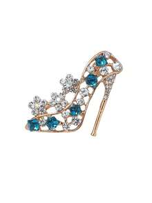 Elegant Rhinestone-Encrusted Gradient Bow Brooch Pin - Chic Alloy Fashion Accessory For Women's Blazers, Cardigans & Shawls, With Sparkling High Heel Design - 0091 - View 6