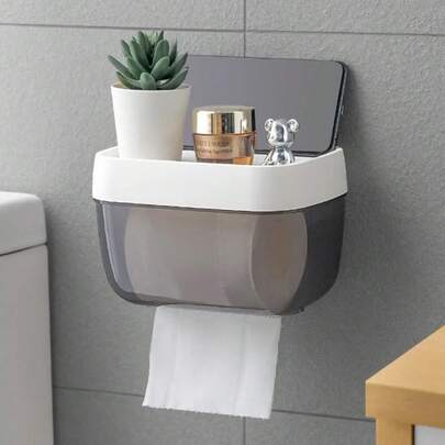 Suporte De Parede Banheiro Caixa Organizadora De Papel Higiênico Sem Furar Parede