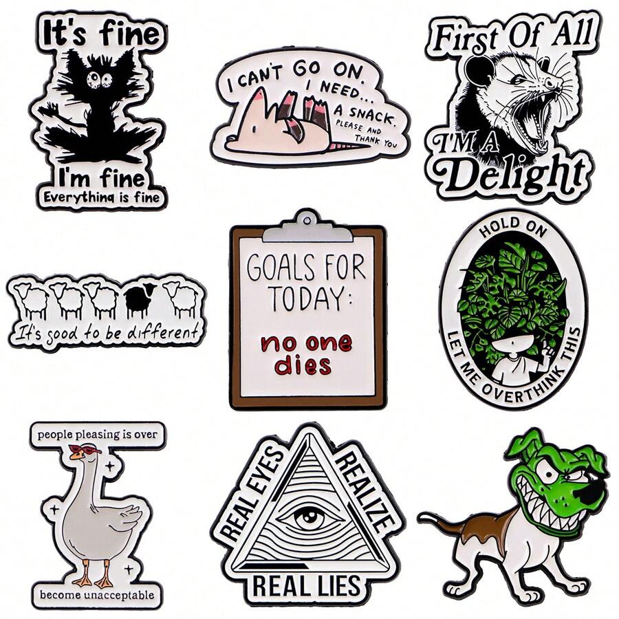 翻领珐琅徽章和胸针，背包装饰别针，酷炫时尚，送礼佳品 - 彩色 - 查看 1