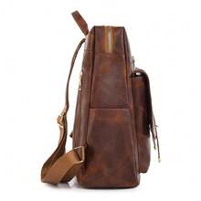 女士大容量PU背包 - 咖啡棕 - 查看 6