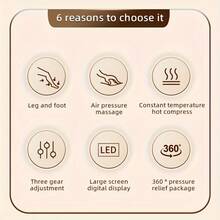 电动腿足按摩器，带加热和气压按摩功能，无线操作 - 便携式电动深层组织按摩器，带数字显示屏、双加热区、2000mAh 可充电电池、自动关机功能，适合家庭、办公室或旅行使用 - 圣诞节、母亲节、父亲节的理想礼物 - 男女通用 - 腿足按摩器