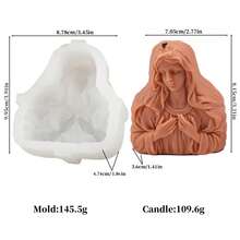Moldes de silicona reutilizables de la Virgen María - Manos juntas/Halo y Rosa, suministros de manualidades DIY para decoración del hogar religiosa, elaboración de velas, arte en resina y artesanías de yeso - Blanco - Ver 13