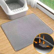 Extra Large Double Layer EVA Cat Litter Mat, Pet Cleaning Mat, Litter Control Mat, Waterproof Anti-Leakage Cat Litter Trapping Mat, Double Honeycomb Design Anti-Splash Litter Mat, Large Cat Litter Box Bottom Mat, Indoor Cat Litter Collection Mat, Durable Pet Supplies, Suitable For Small/Medium/Large Dogs And Cats - Grey - View 3