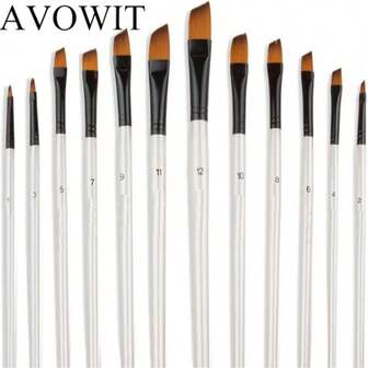 12支专业油漆刷套装，珍珠白