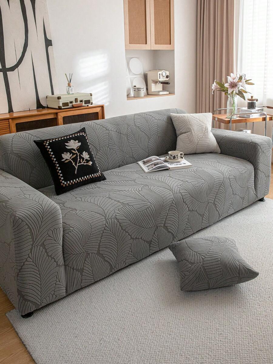 1件装香蕉叶图案沙发套，高端防滑客厅沙发套，可机洗/手洗，宠物友好，四季皆宜，适用于家庭、厨房、卧室、办公室等场所。 - 深灰色 - 查看 1