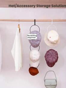 5pcs/Set Hat Holder Hooks, Closet Door Hanging Organizer For Hats, Bags, No Drilling Wall Mount Storage Rack - Multicolor - View 1