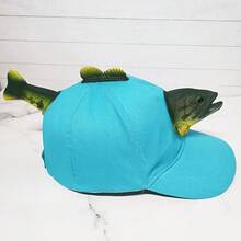 Gorra de béisbol para hombres con decoración de trucha 3D, gorra de sol de moda, gorra de pico de pato para mujeres, gorra de malla, sombrero de pesca en el mar, adecuado para decoración de fiestas de Halloween y Navidad, a principios de temporada. - esquema de color blanco y negro - Ver 9