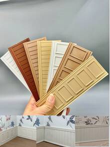 1:12 Scale Dollhouse Wall Paneling, Non-Wooden Wainscoting, Nordic Style Miniature Furniture, Multi-Color PLA Wall Tiles, Freely Assemble And Combine, Decorate Your Little World - Multicolor - View 1