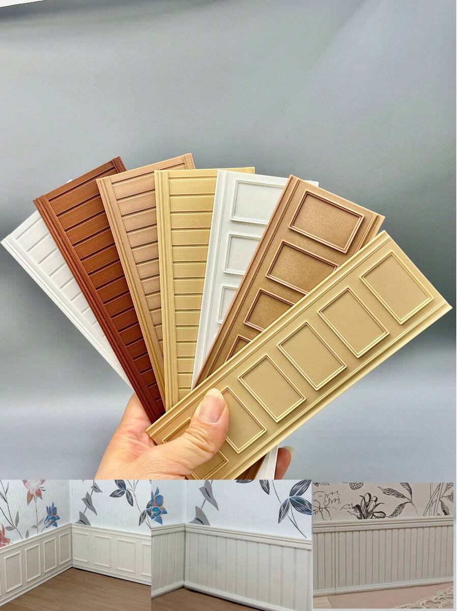 1:12 Scale Dollhouse Wall Paneling, Non-Wooden Wainscoting, Nordic Style Miniature Furniture, Multi-Color PLA Wall Tiles, Freely Assemble And Combine, Decorate Your Little World - Multicolor - View 1
