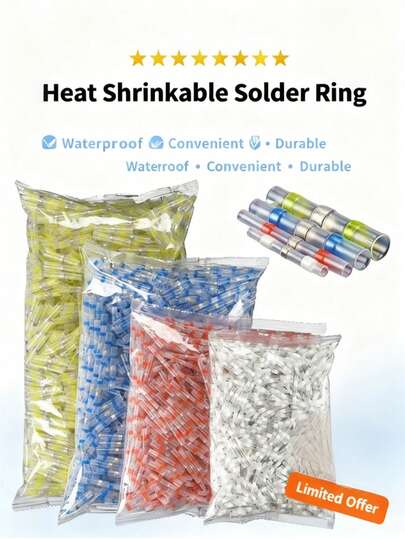20/50个装 PE热缩防水焊接环连接器，免压接屏蔽线端子 - 适用于DIY电子/汽车/户外布线