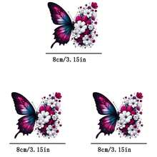 1片/2片/3片装鲜艳蝴蝶热转印贴片，耐用持久的熨烫贴纸，适用于DIY T恤、连帽衫、牛仔裤、卫衣、背包、夹克、手提包、枕头等。 - 彩色 - 查看 8