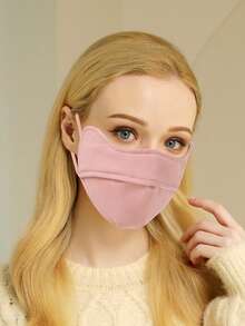 1/3 Stücke schwarze/rosa Gesichtsmaske für Frauen, hält warm und ist atmungsaktiv, kurzer Kinnschutz aus Samtgewebe, geeignet für Herbst und Winter mit bestickter Hasengesichtsmaske