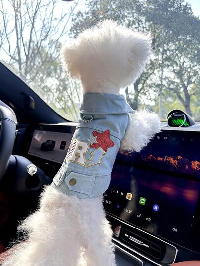 PETCIRCLE 1 bộ quần áo cho thú cưng, trang phục cho chó/mèo, quần áo cho chó nhỏ và chó con, áo khoác thiết kế ngôi sao Mỹ thời trang và dễ thương, thoải mái.