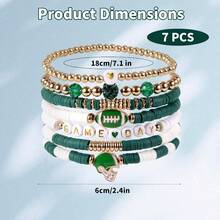 Pulseras con Dijes Ftbol el Da del Juego, Joyas Deportivas Apilables Pulseras  Deportivas Rugby para Mam y Pap Regalo para Fanticos del Ftbol Accesorios de Espritu de Equipo - inicial - Ver 3