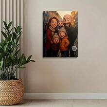 Customized Photo To Cartoon Style Oil Painting - Customizable Photo, Pet Photo, Text - AI Generated Cartoon Art Canvas, Suitable For Wall Decor, Gifts, Home/Office - Multicolor - View 4