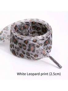 2pcs New Leopard Print Shoelaces, 2.5CM Wide Sheer Ribbon Laces, Cute Leopard Pattern Satin Lace Shoelaces - Multicolor - View 10