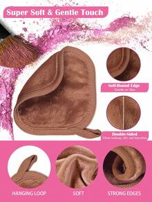 12片装可重复使用卸妆棉，带包边设计，柔软可水洗卸妆湿巾 - 彩色 - 查看 3