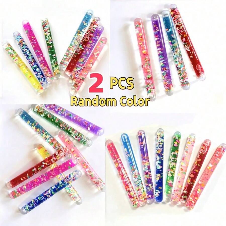 1/2/3 Pcs Sensory Fidget Toys - Rotating Tube Relaxation And Anxiety Relief Tool, Colorful Glitter Liquid Acrylic Spinning Wand, Rotating Mode Stress Relief Toys, Christmas 2025, Christmas, Christmas Gift, Christmas Home Decor, Christmas Ornaments - Multicolor - View 1