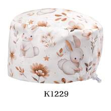 1pc Polyester Cartoon Rabbit Print Adjustable Women Cap, Suitable For Office, Pet Shop, Nursing Home, All Seasons - Multicolor - View 14