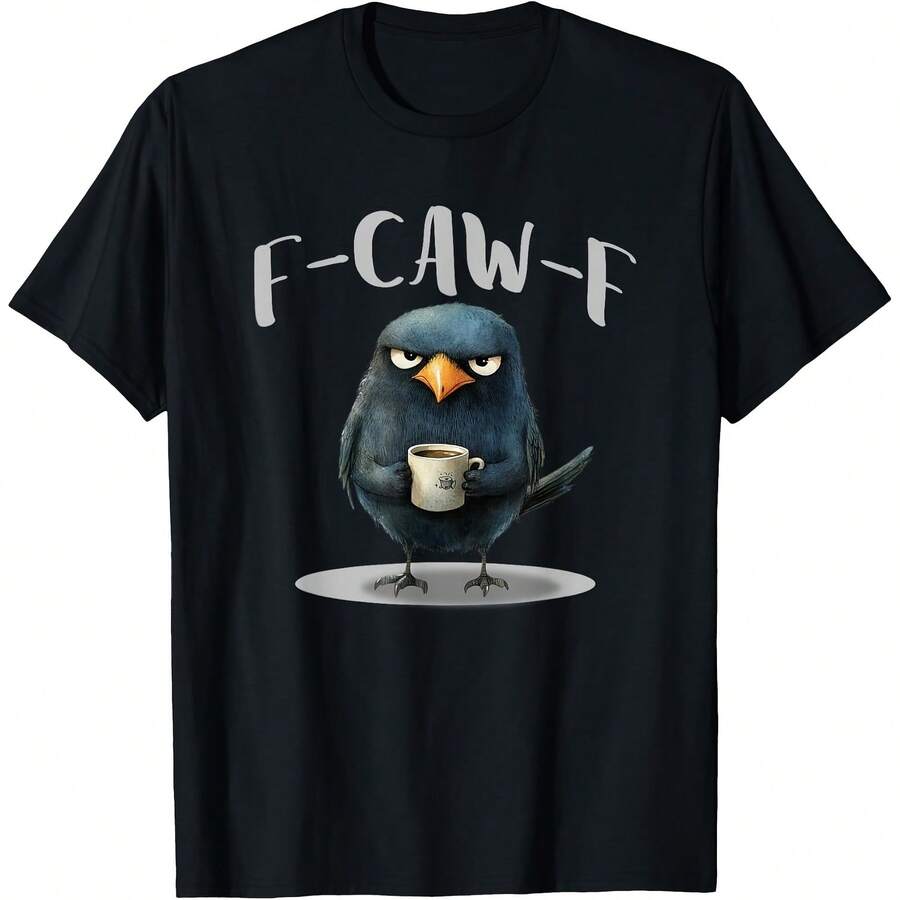 Camiseta divertida con humor "Crow Coffee F-Kaw-F" - Negro - Ver 1