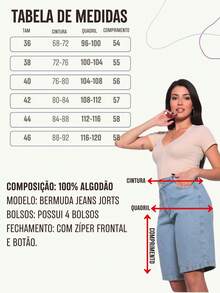 Women's Graphite Gray Denim Shorts, High-Waisted Gray Denim Bermuda Shorts, Summer Fashion, Foreign Blogger Style - Light Blue - View 4