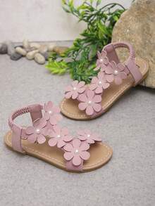 1 Pair Of Fashionable, Shiny Girl Butterfly Decorated Sparkling Rhinestone Transparent Flat Sandals, Fairy Style, Very Suitable For Summer Wear. - Baby Pink - View 4