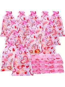 Bộ 30 túi hình trái tim cho ngày Valentine, bao gồm túi đựng kẹo hình trái tim, túi đựng trang sức bằng vải organza, túi quà tặng dây rút ngày Valentine, túi lưới đựng quà trước đám cưới, túi đựng trang sức bằng vải organza, túi đựng mỹ phẩm dây rút. - Nhiều màu - Xem 1