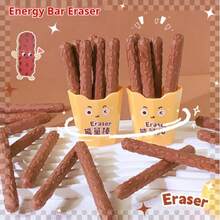 趣味橡皮擦，男女皆宜，仿真葱花、糖渍山楂、橡胶薯条、巧克力棒，可用于清洁橡皮擦，是学生文具礼物和小型课堂互动礼物的理想之选。